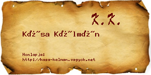 Kása Kálmán névjegykártya